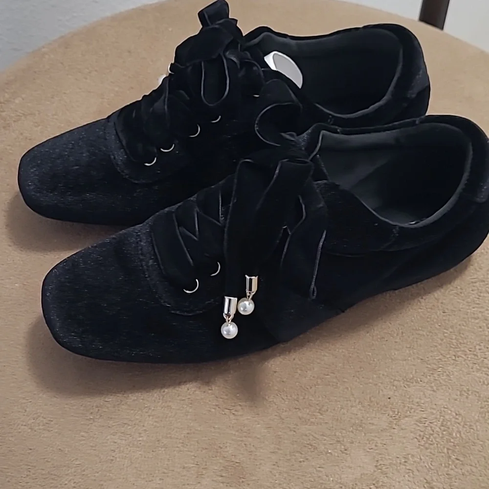 INC International Concepts Black Velvet Flats - Picture 4 of 9